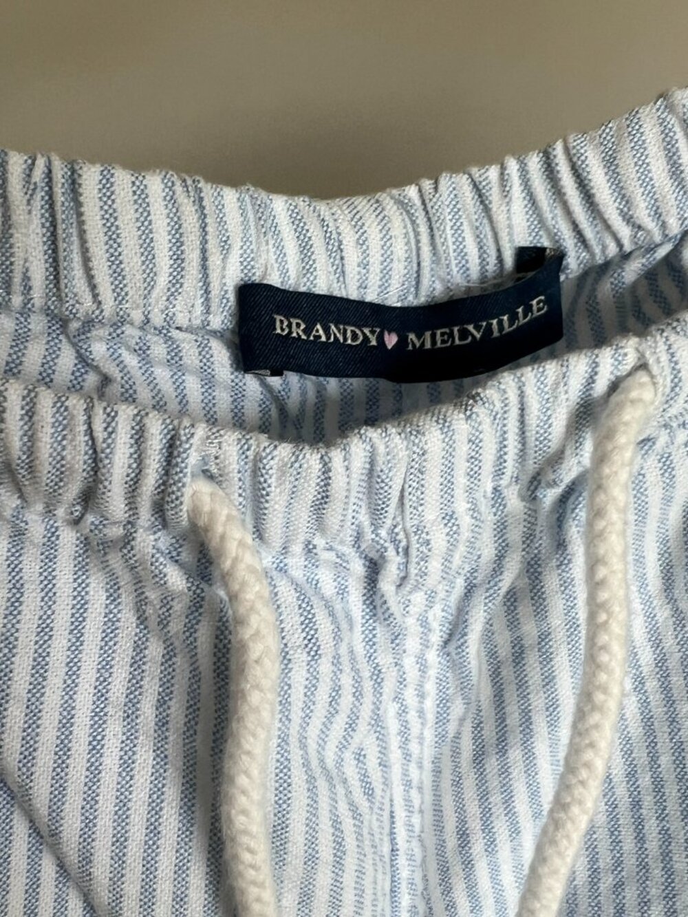 John Galt Low Rise Striped 100% Cotton Sweatpants Blue White Wide Leg Baggy - Picture 5 of 9